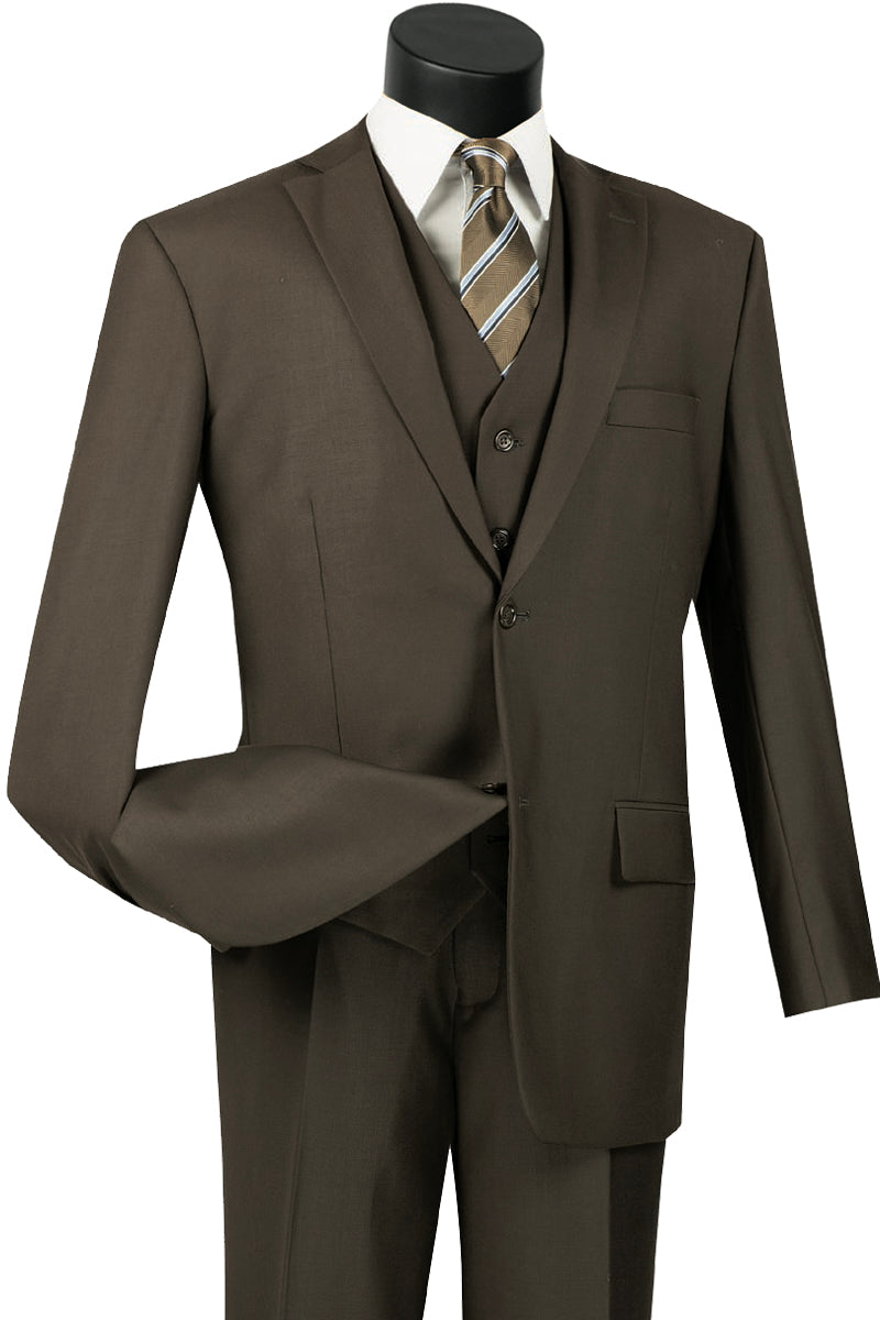 Mens Classic Fit Flat Front Vested Suit