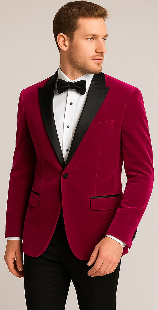 Alberto Nardoni Brand Men's Fuchsia Velvet Tuxedo Blazer ~ Sport coat