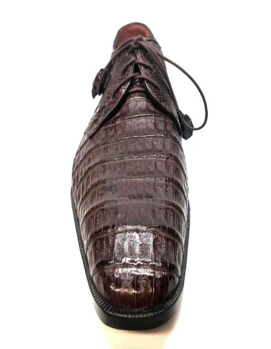 All-Over Crocodile Lace Up Dress Shoes by Los Altos