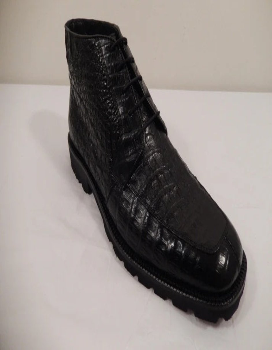 Los Altos Crocodile Lace Up Ankle Boots