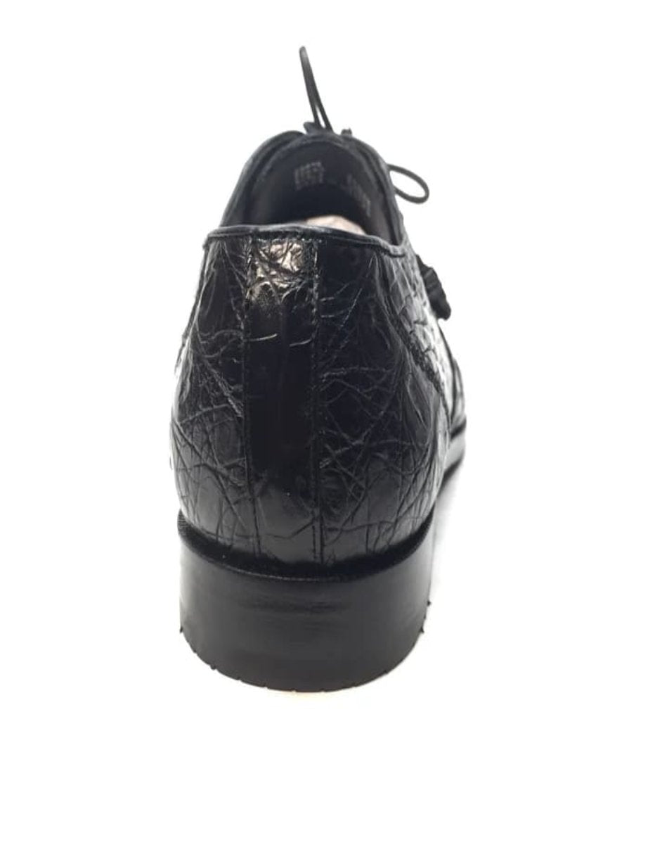 Los Altos Black Crocodile Lace Up Dress Shoes