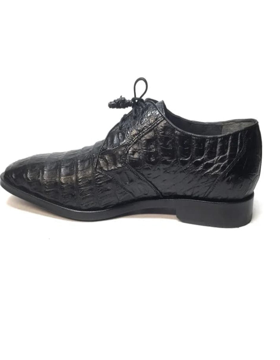 Los Altos Black Crocodile Lace Up Dress Shoes