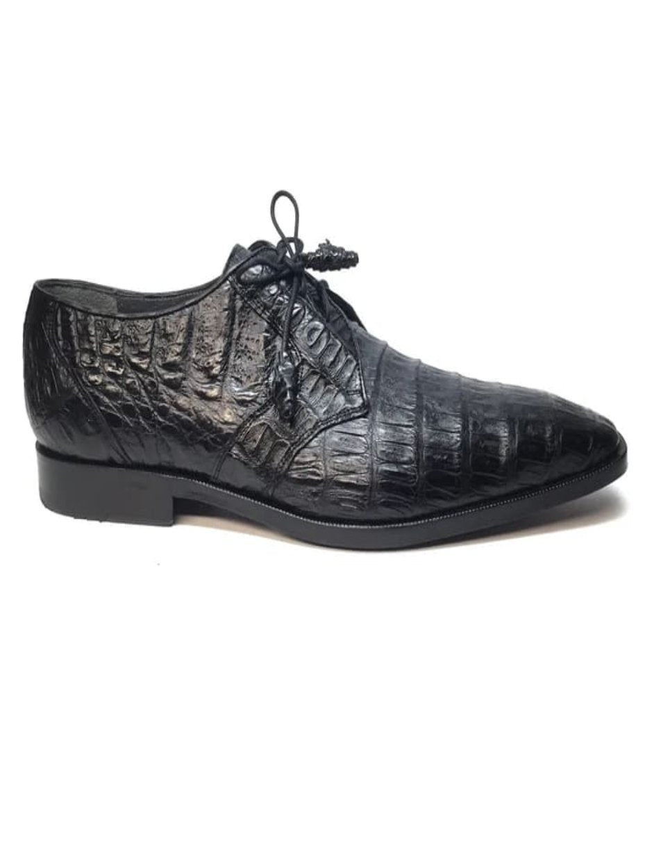 Los Altos Black Crocodile Lace Up Dress Shoes