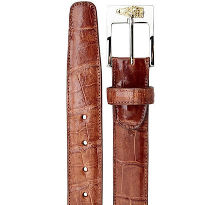 Menβs Cognac Alligator Dress Belt