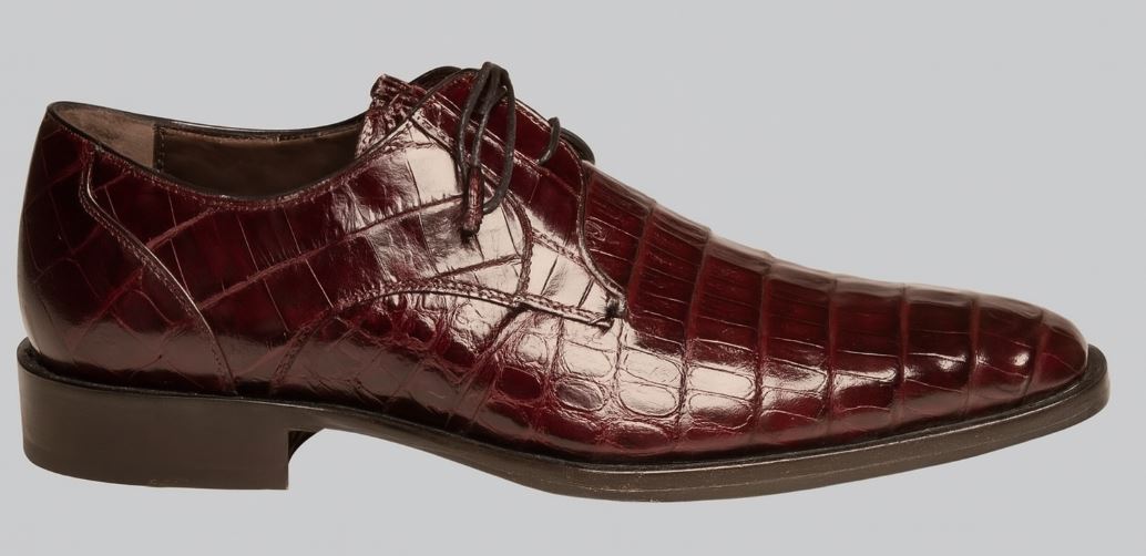Mezlan Burgundy Crocodile Shoes Men Plain Toe Anderson