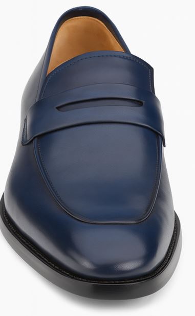 Calfskin Penny Loafer Navy by Mezlan