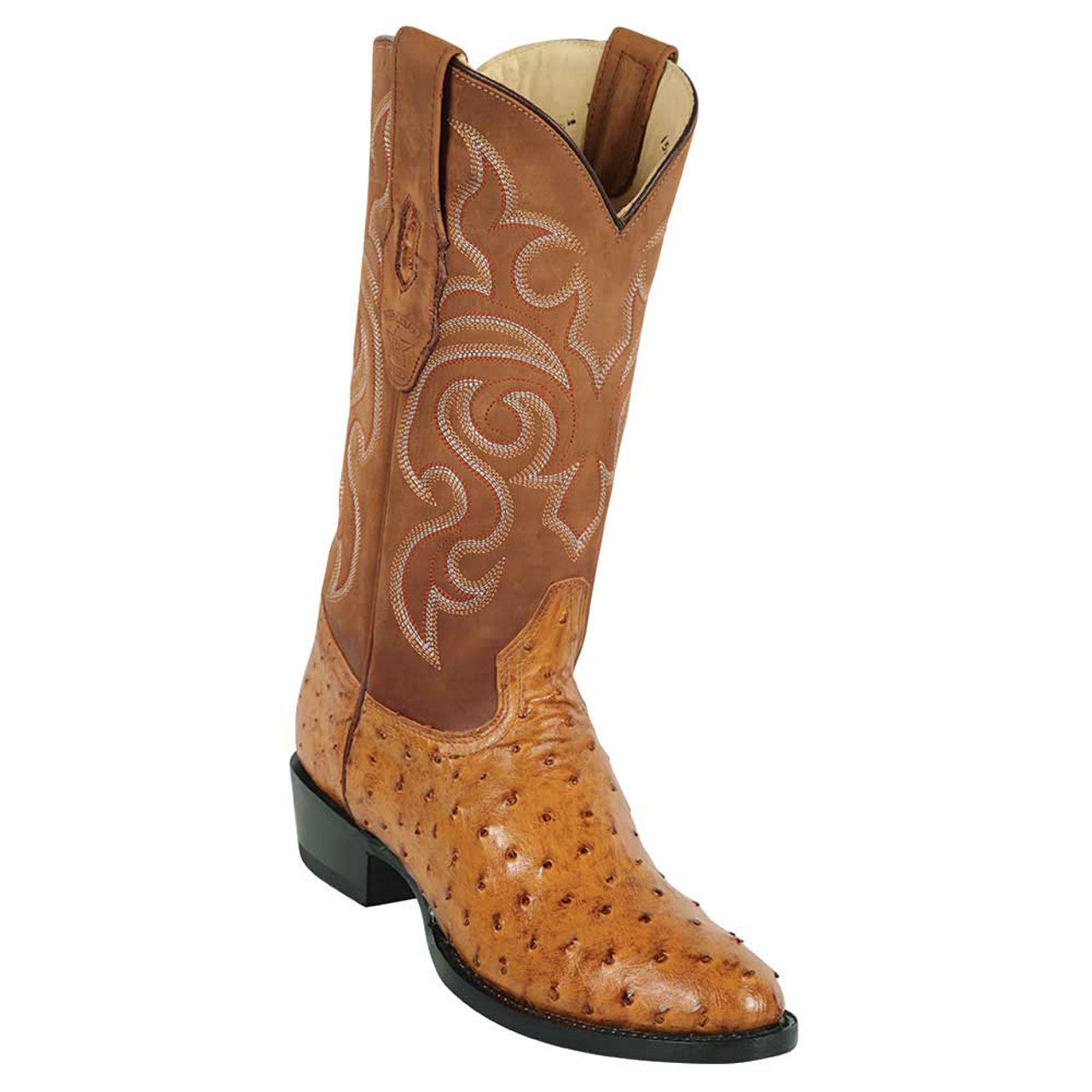 Men's Amber Ostrich Round Toe Boots by Los Altos