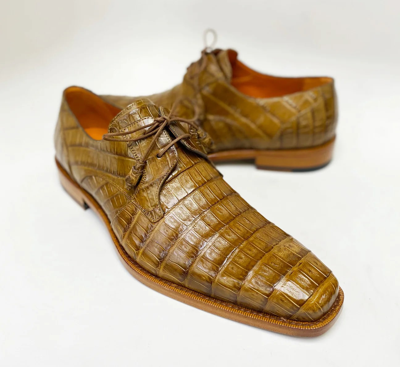 Anderson Crocodile Oxford Camel Dress Shoe
