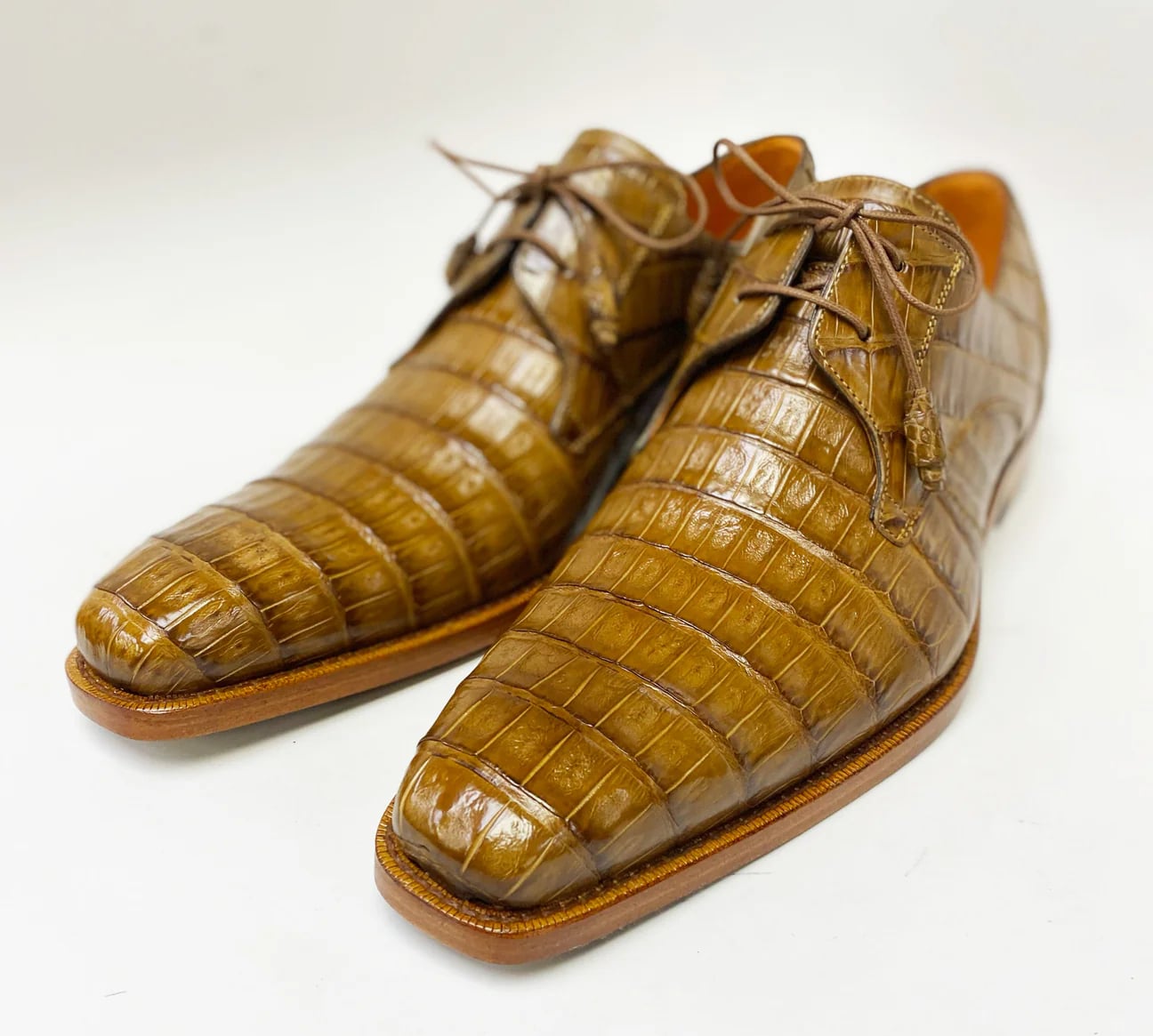 Anderson Crocodile Oxford Camel Dress Shoe