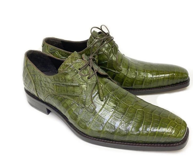 Anderson Crocodile Oxford Olive Shoes