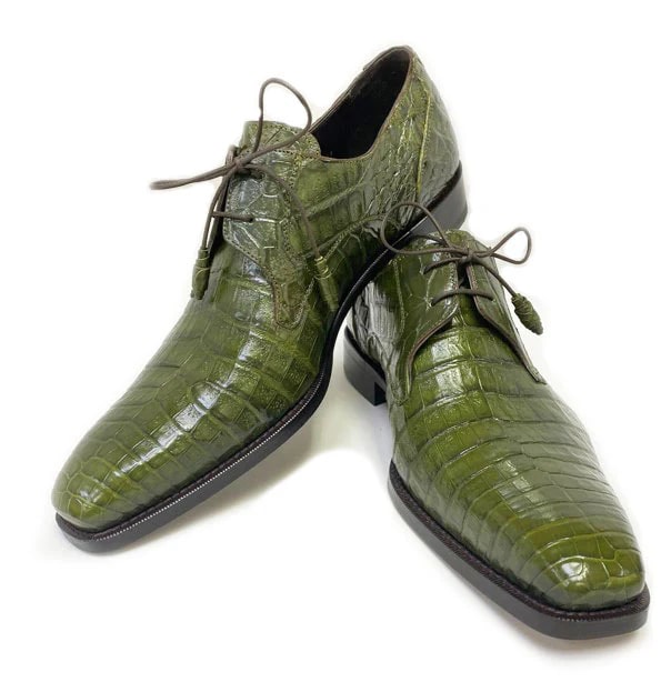 Anderson Crocodile Oxford Olive Shoes