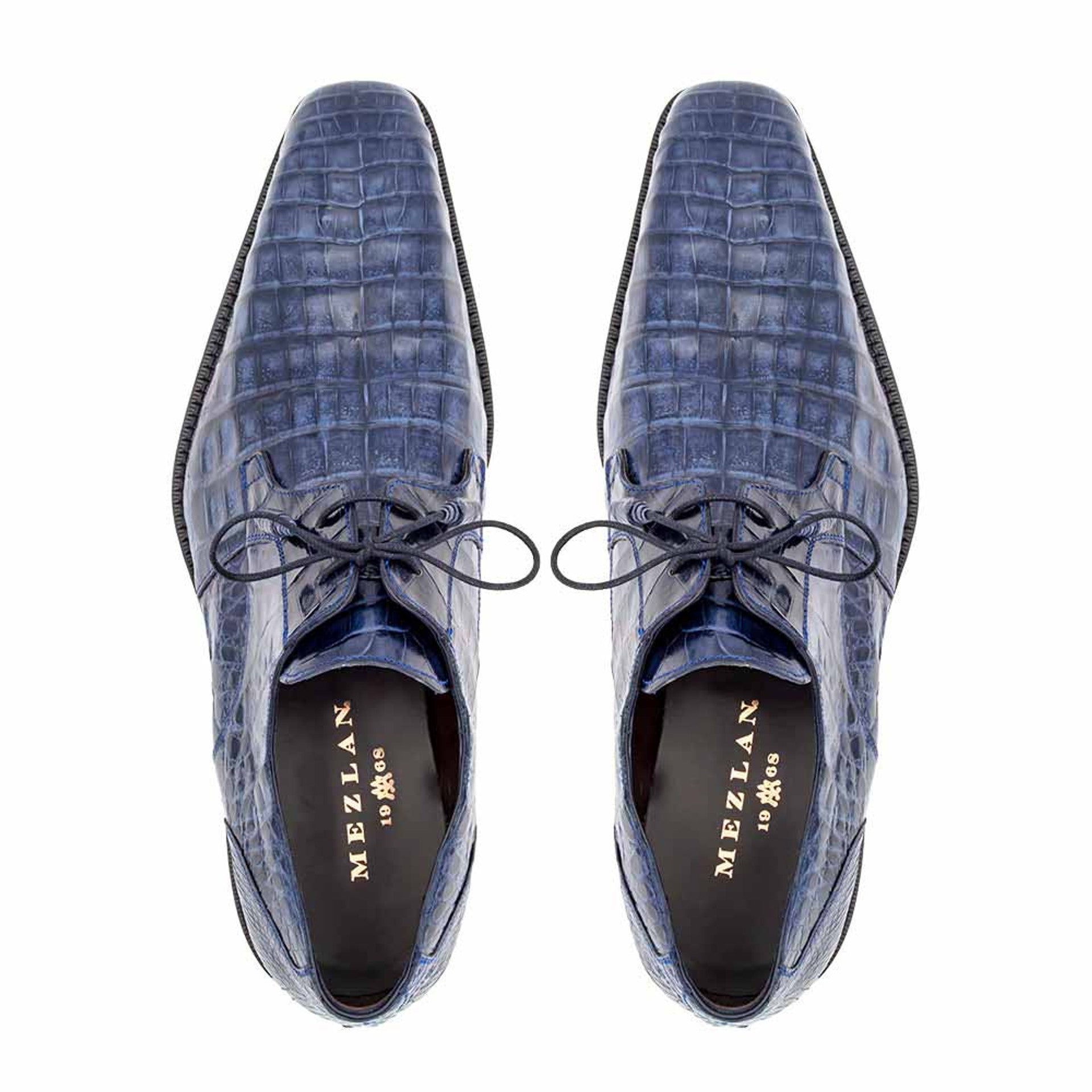 Anderson Blue Crocodile Lace-Up by Mezlan