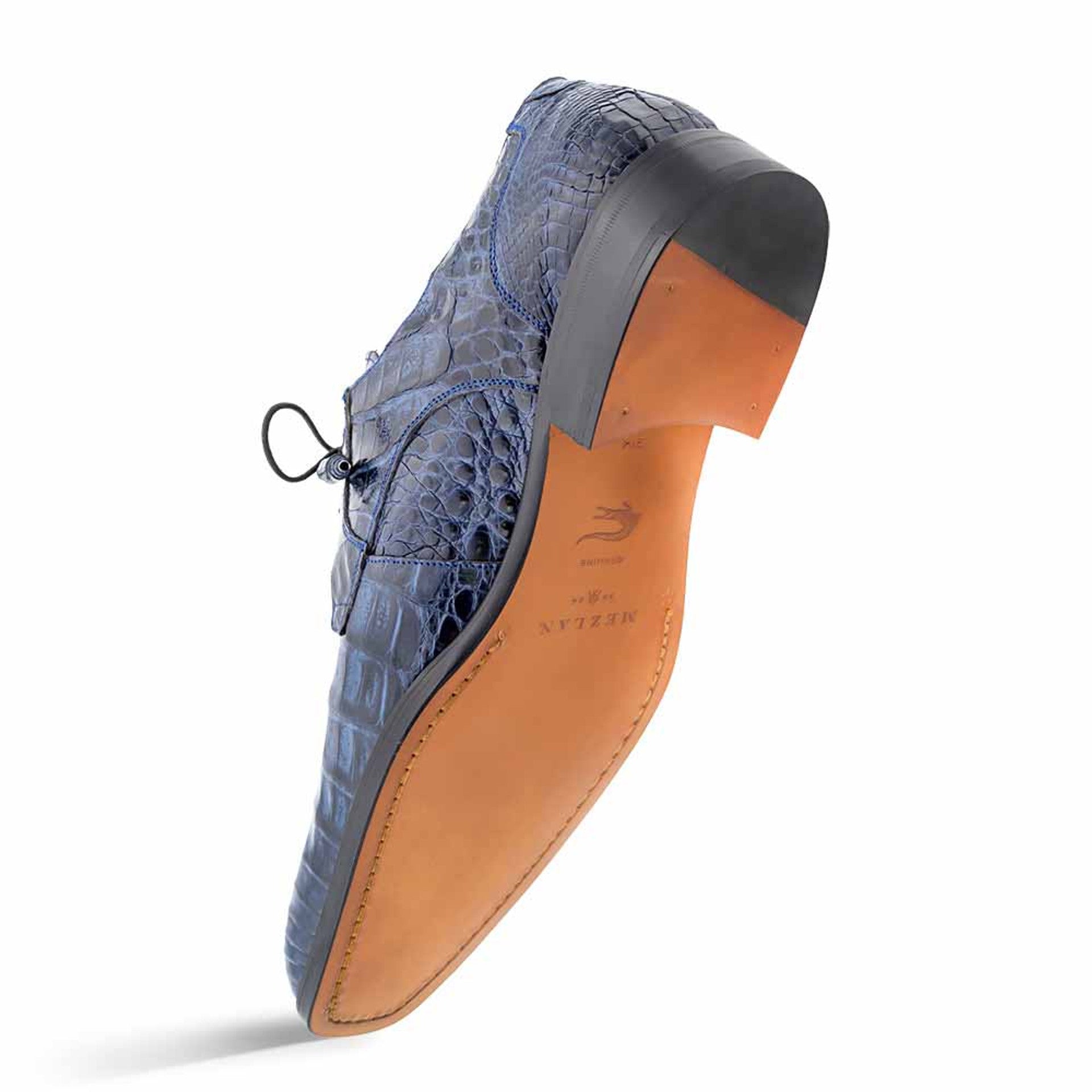 Anderson Blue Crocodile Lace-Up by Mezlan