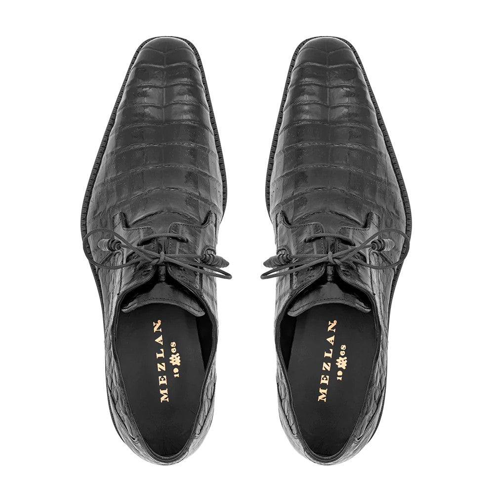 Men's Crocodile Lace Up Anderson Black by Mezlan