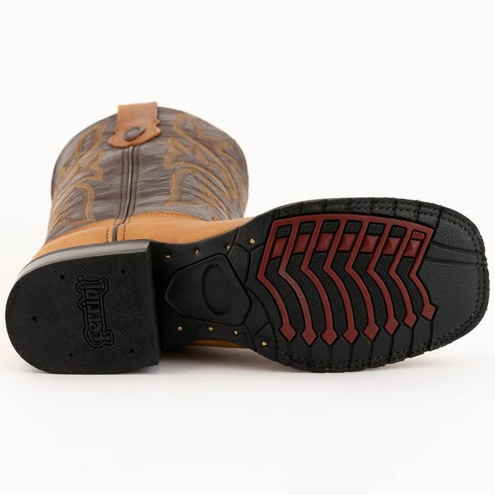 Ferinni Boot - Mens Dress Cowboy Boot - Ferrini Men's Kingston Rubber Sole Boots Handcrafted - Antique Saddle