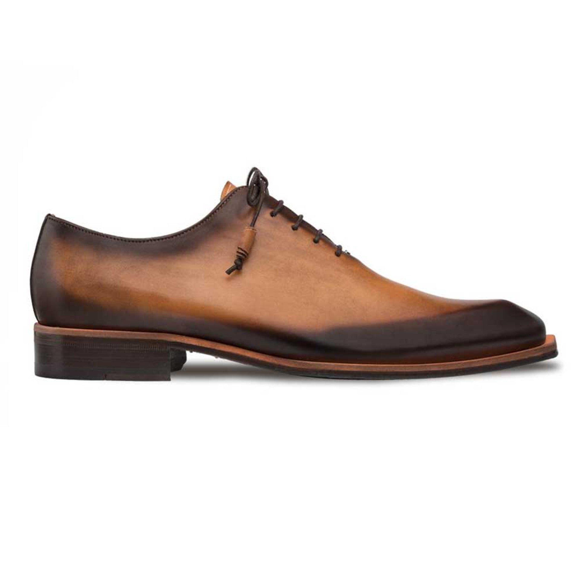 Cognac Asymmetric Plain Toe Oxford by Mezlan