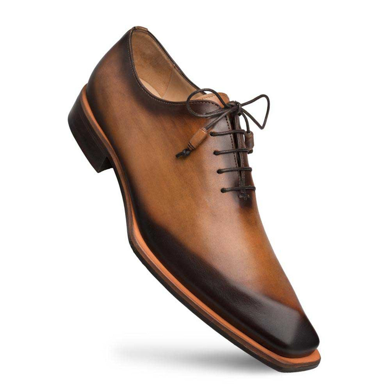 Cognac Asymmetric Plain Toe Oxford by Mezlan