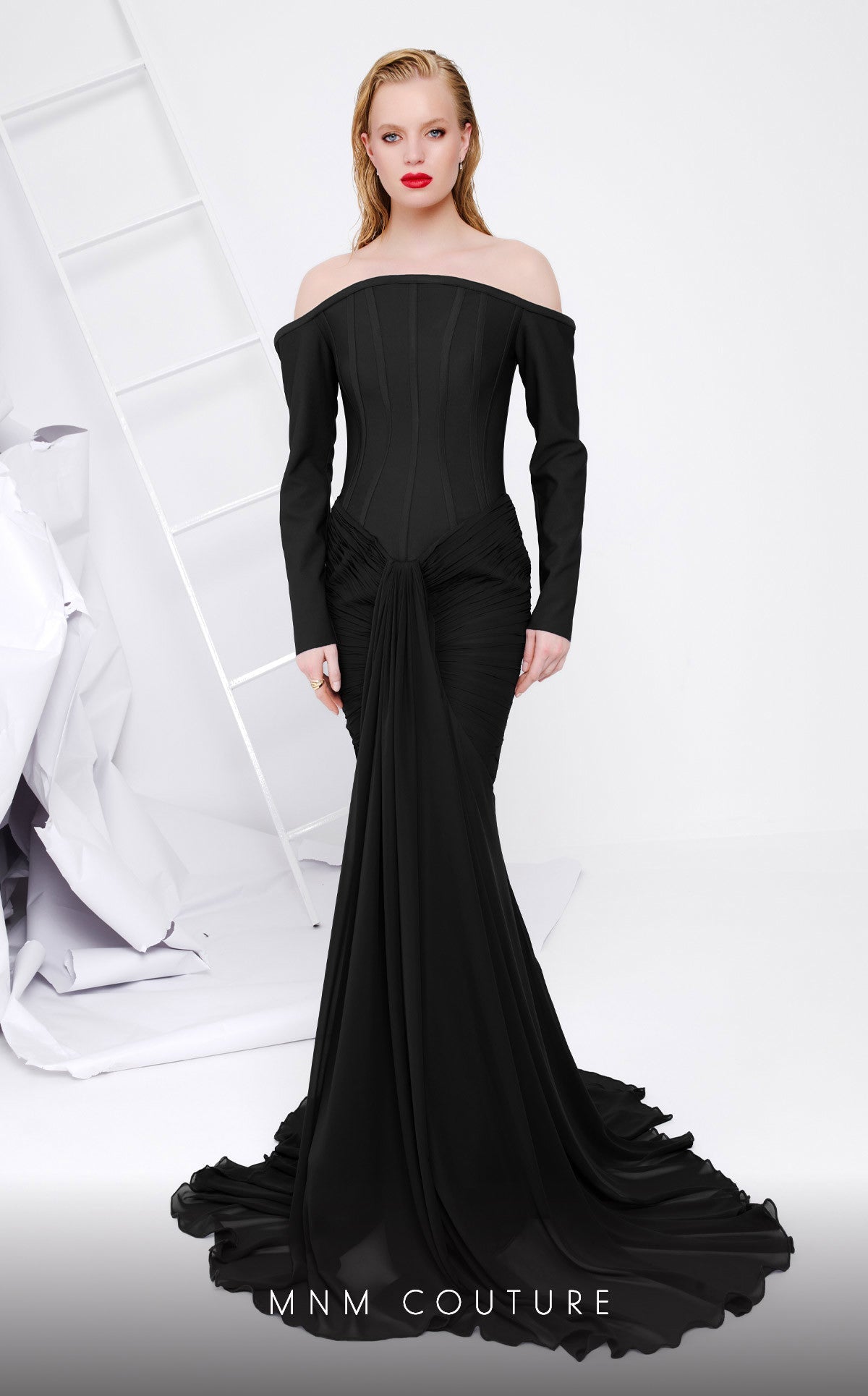 MNM Couture B1112 Elegant Black Evening Dress