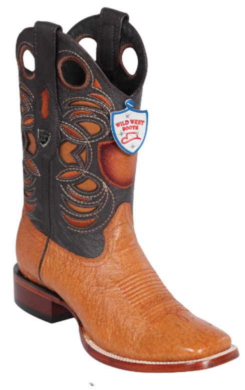Wild West Ostrich Panza Square Toe Boots
