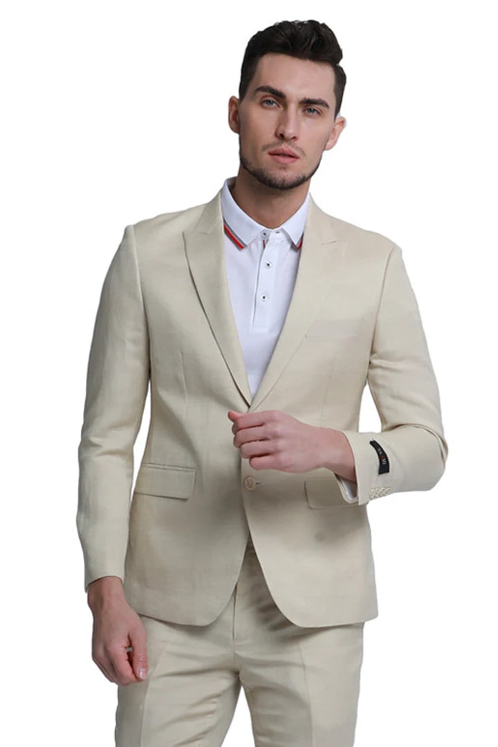 Men's Summer Linen Style Beach Wedding Suit