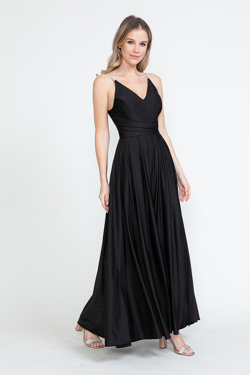 Evening Dress V-Neck Thigh Slit A-Line Formal Gown By Lenovia 5275