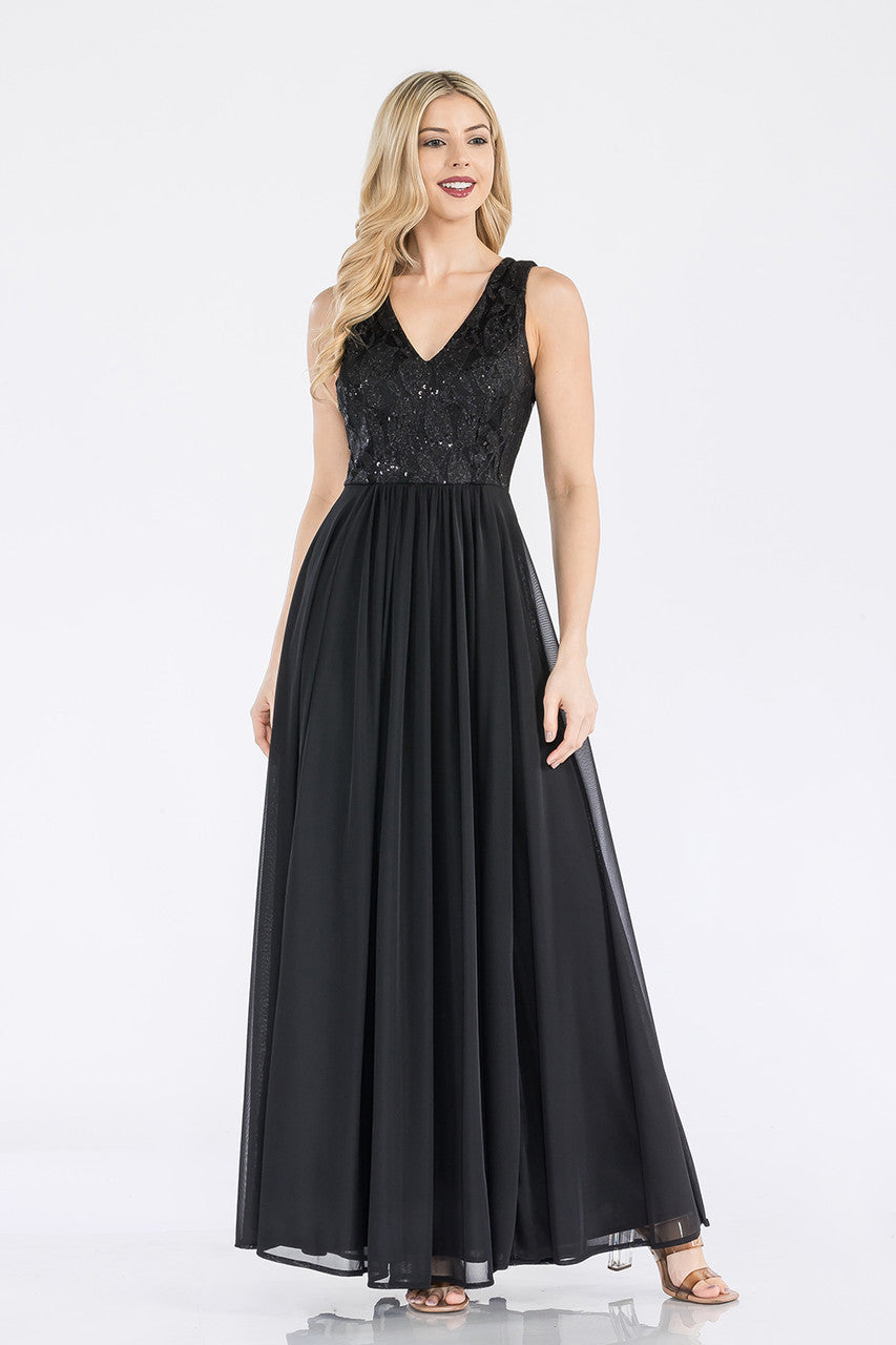 Red Carpet Dress V-Neck A-Line Sequin Formal Gown By Lenovia 5237
