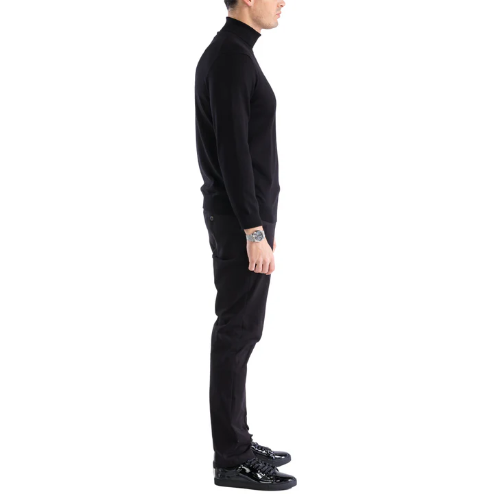 Men's Black Pullover Turtleneck Sweater