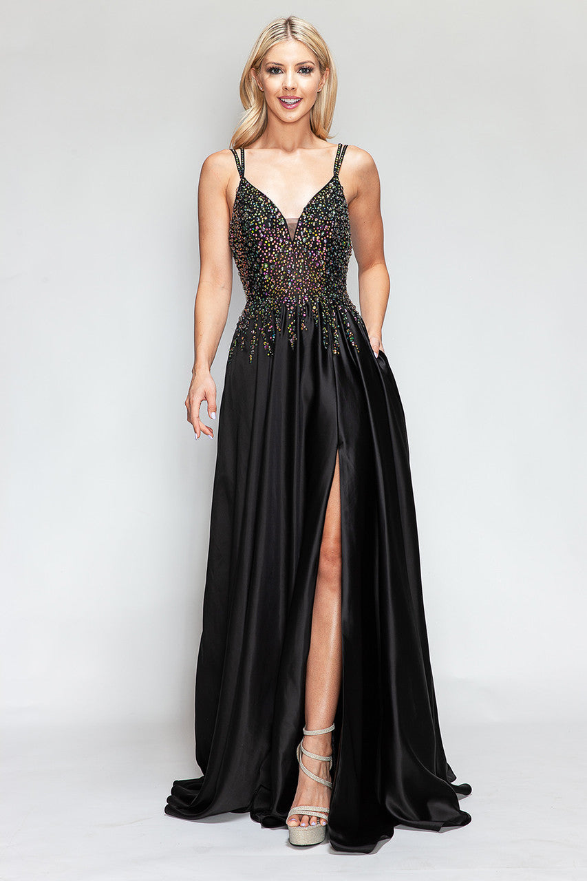 Prom Dress V-Neck Spaghetti Strap A-Line Formal Gown By Lenovia 8331-New Collection