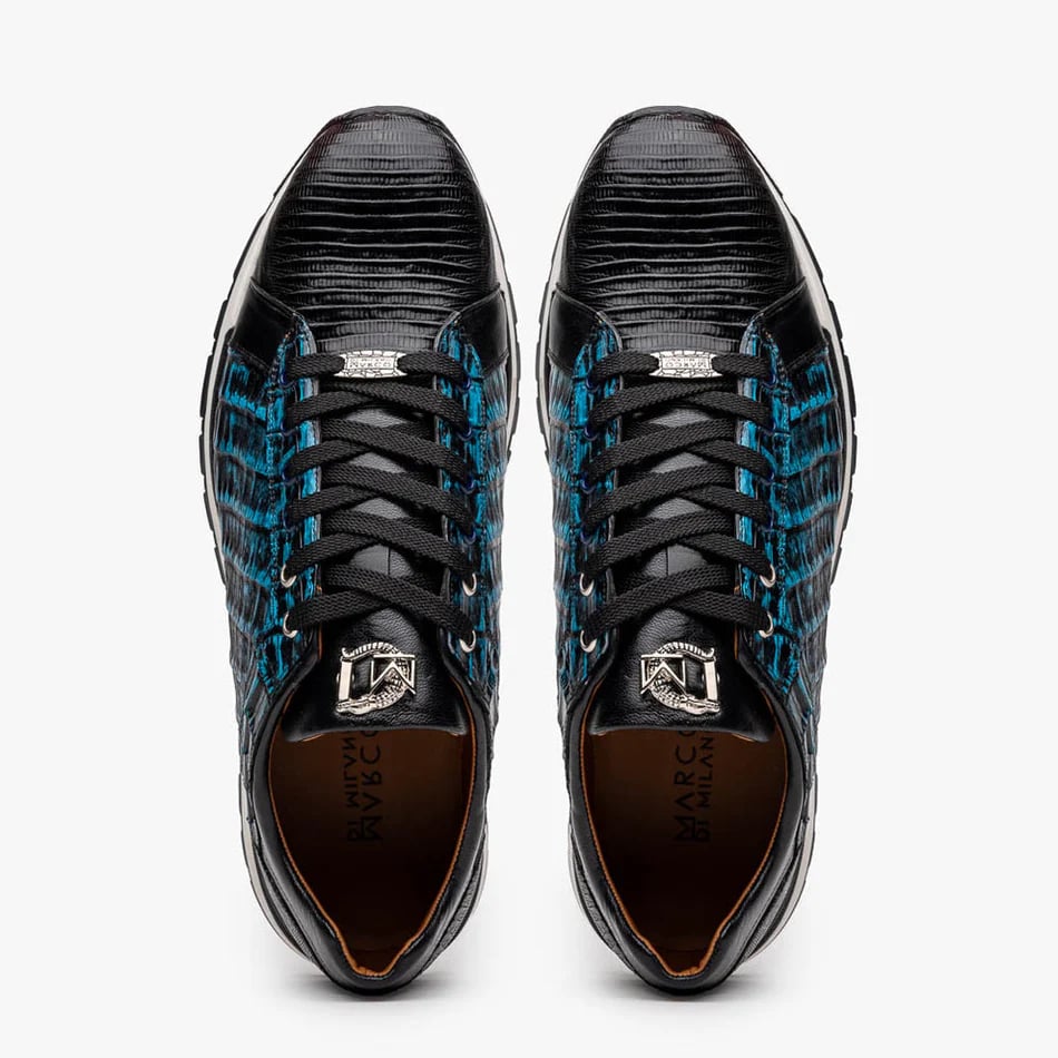 Marco Di Milano Blue & Black Exotic Lizard Sneakers