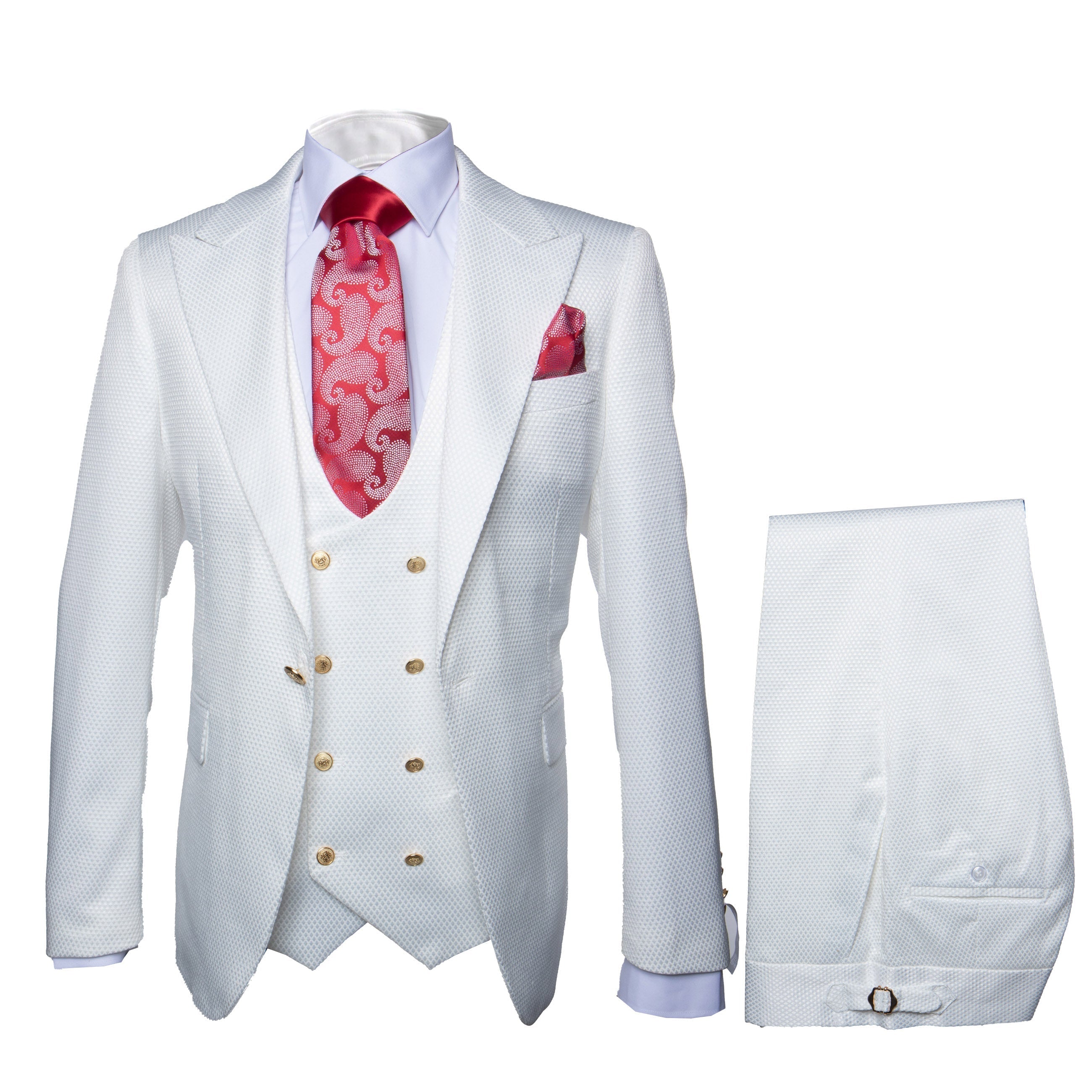 Rossi Man White Slim Fit 3-Piece Suit