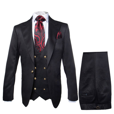 Rossi Man Bond Slim Fit Black 3-Piece Suit