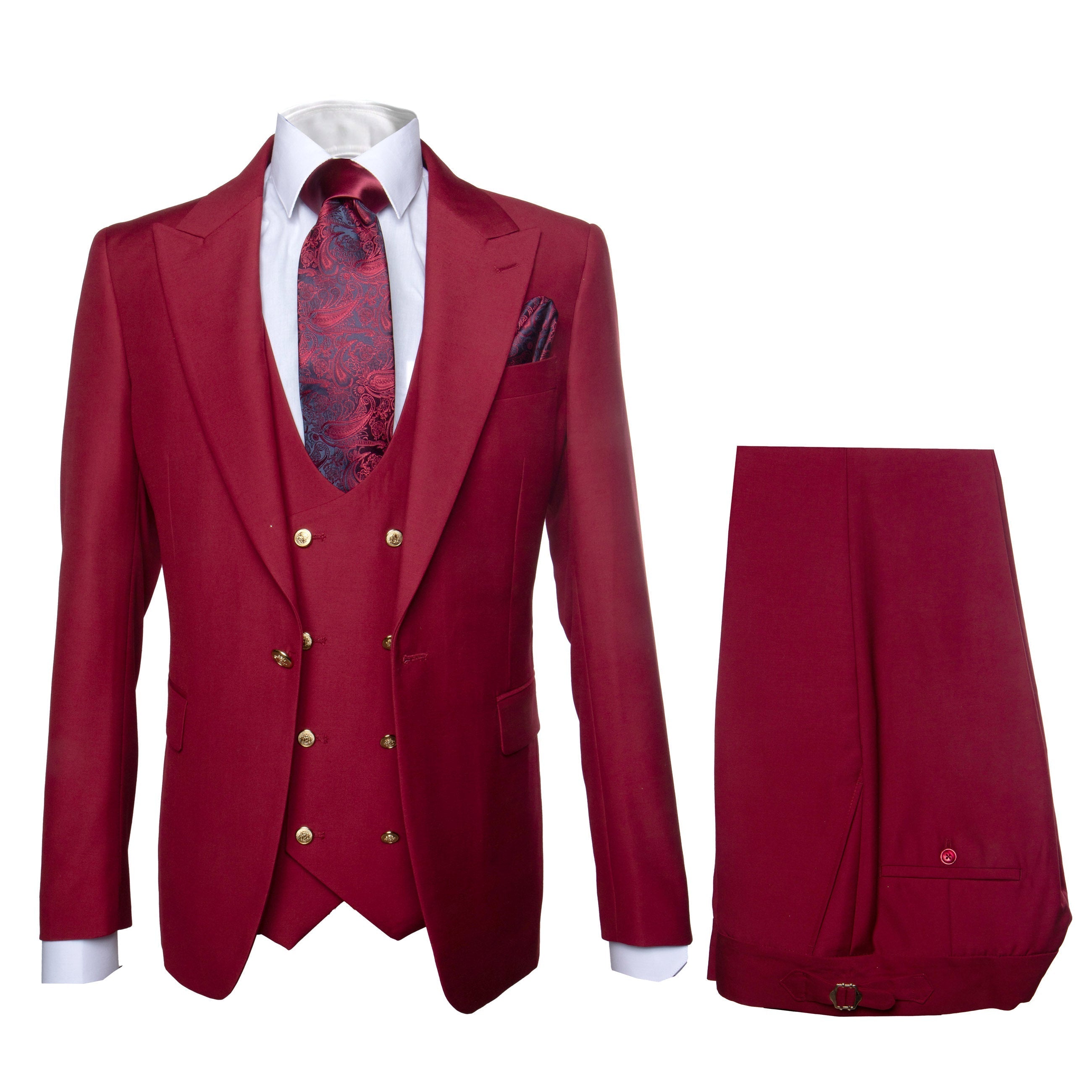 ROSSI MAN Slim Fit Red 3 Piece Suit