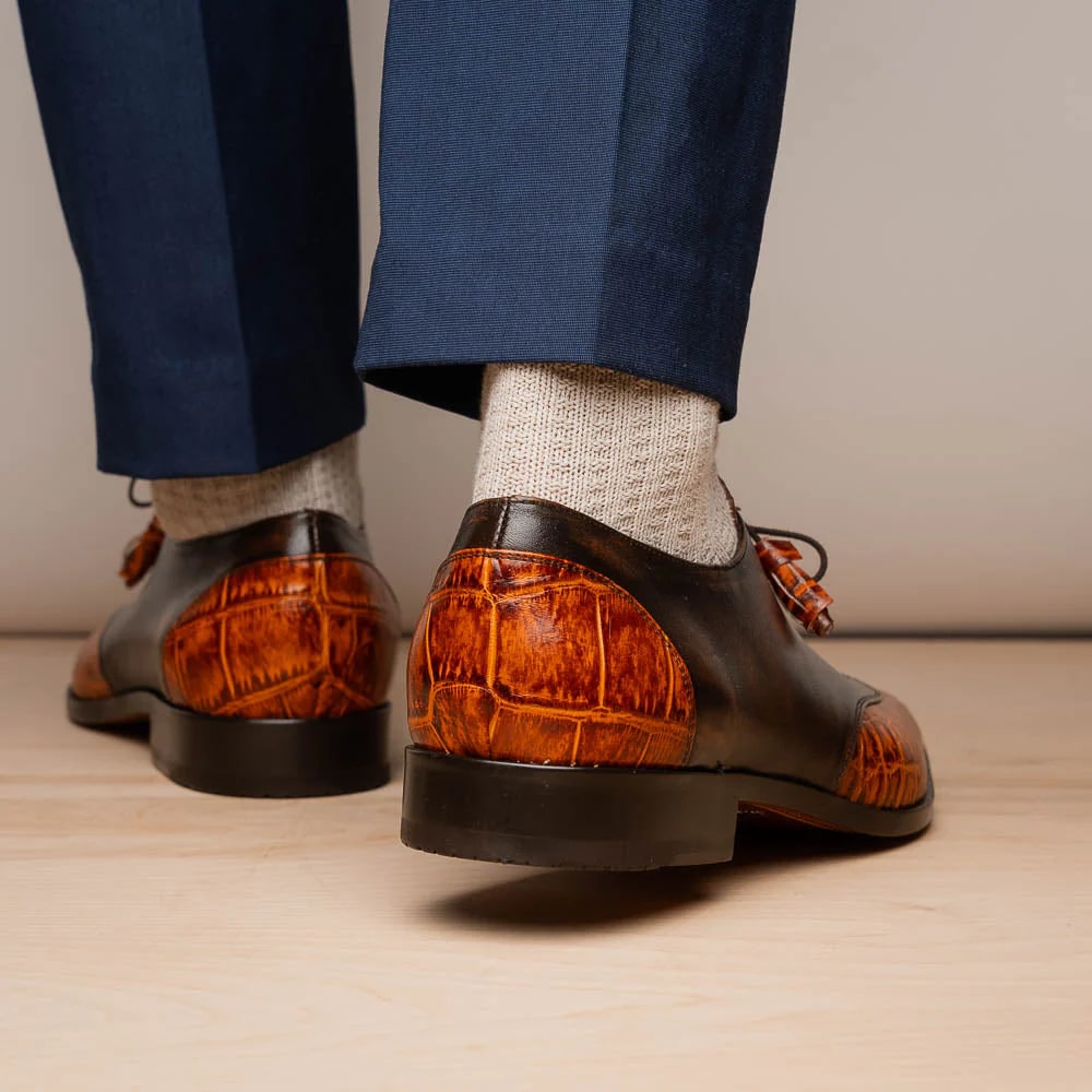 Marco Di Milano Alligator & Calfskin Brandy Oxfords