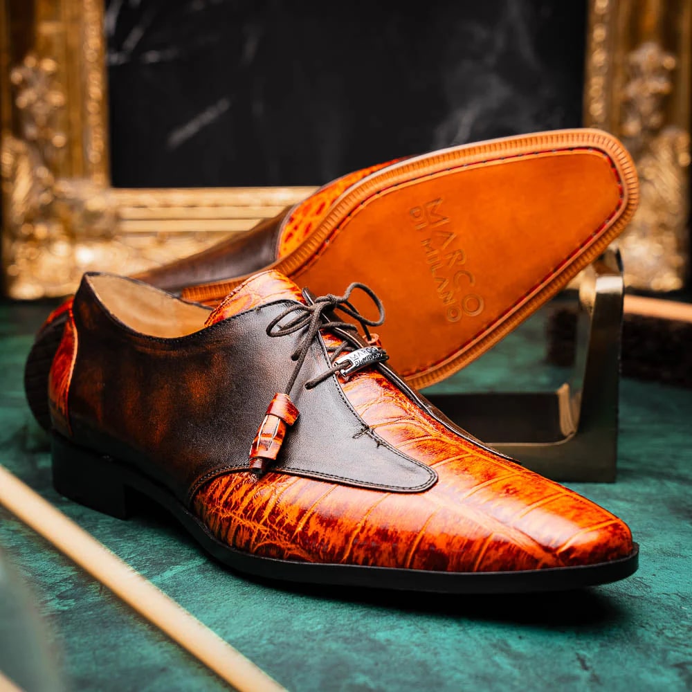 Marco Di Milano Alligator & Calfskin Brandy Oxfords