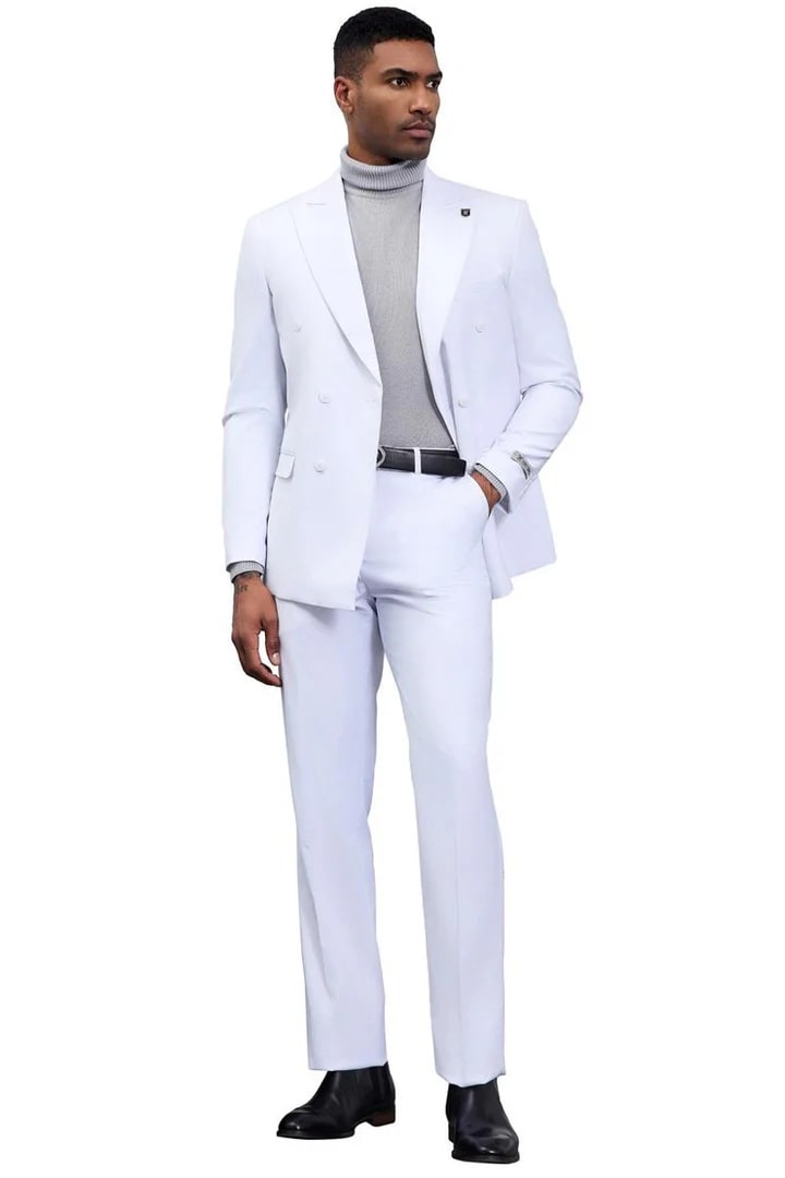 Stacy Adams Men's Classic White Wedding Suit