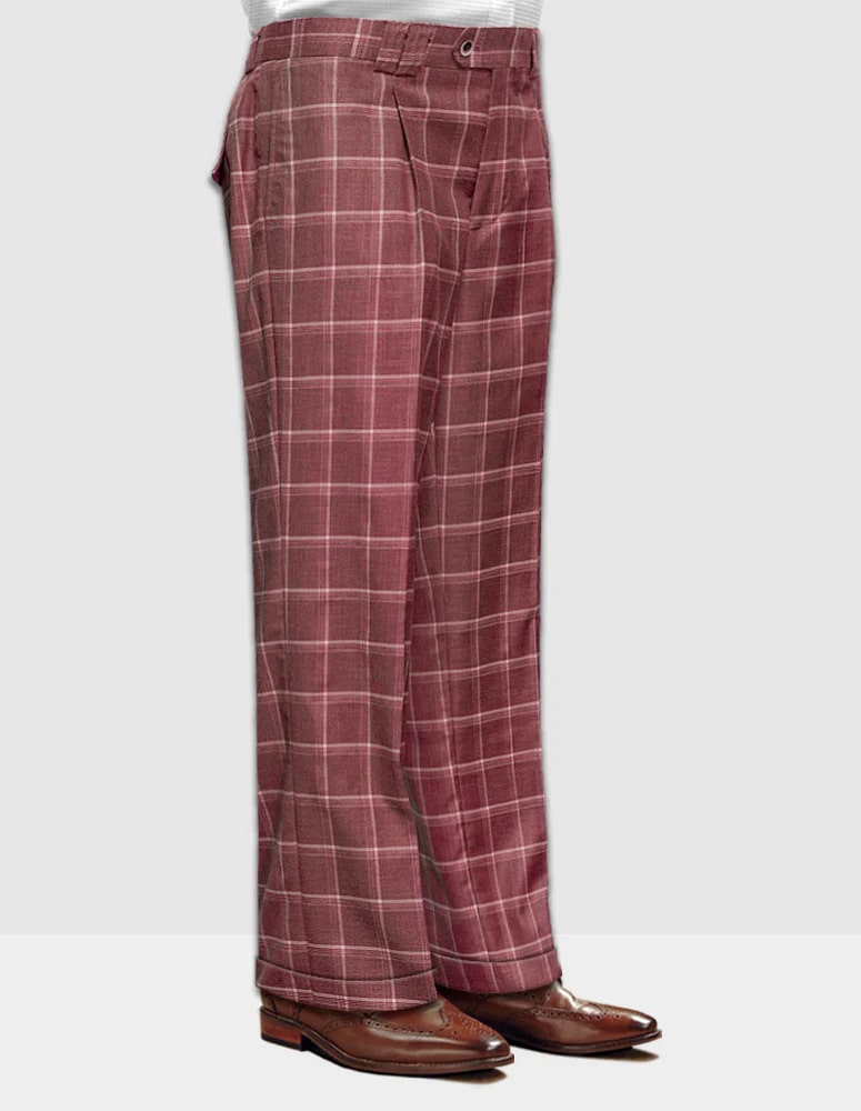 Wide Leg Plaid Pants in Brick by Statement Clothing