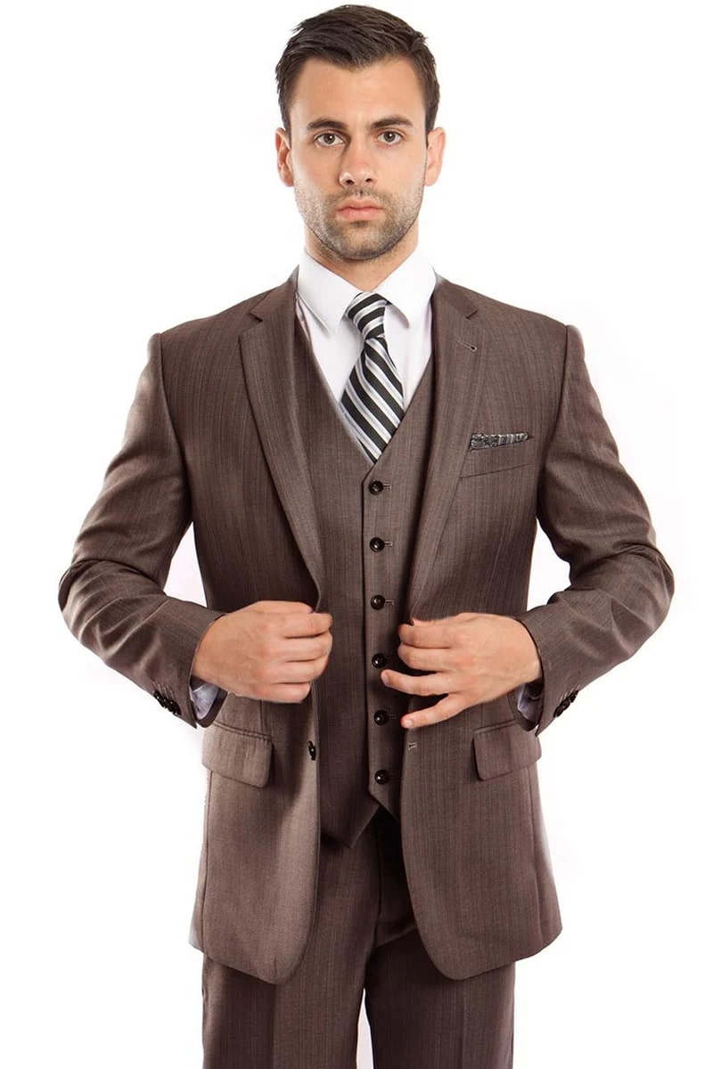 Modern Brown Suit Jacket & Pants Set