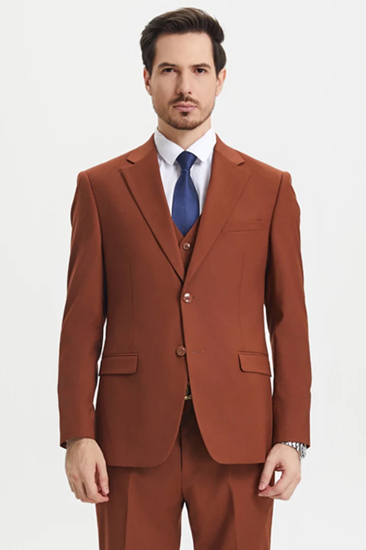 Brown Wedding Suit - Classic Tuxedo Jacket & Pants