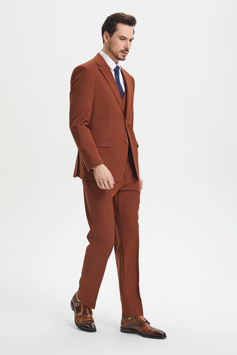Brown Wedding Suit - Classic Tuxedo Jacket & Pants