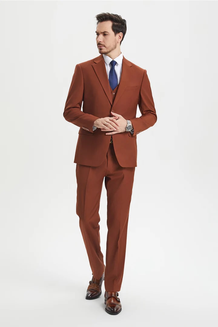Brown Wedding Suit - Classic Tuxedo Jacket & Pants