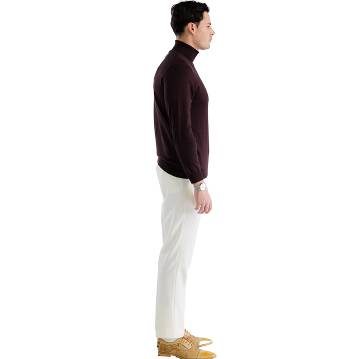 Brown Pullover Turtleneck Sweater for Men