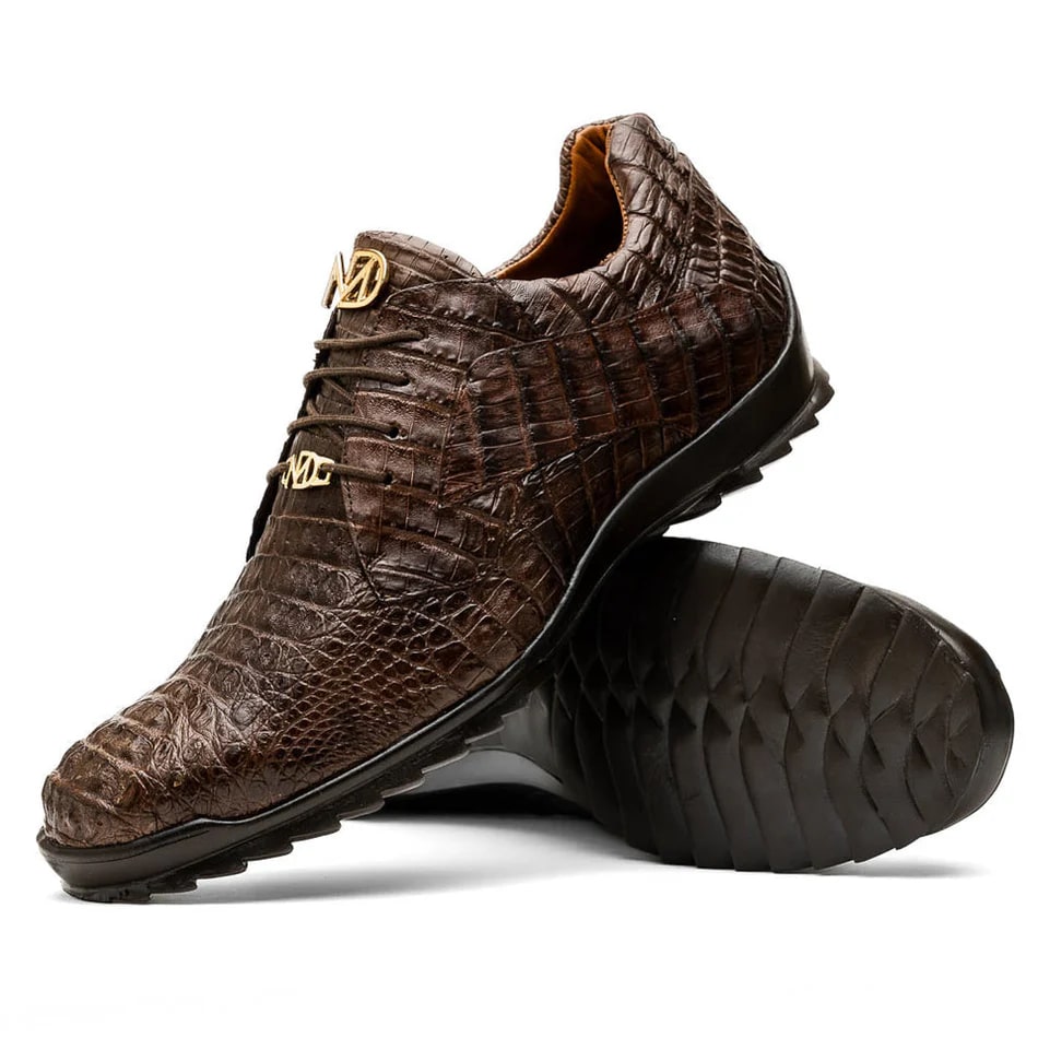 Kratos Brown Caiman Crocodile Sport Sneakers