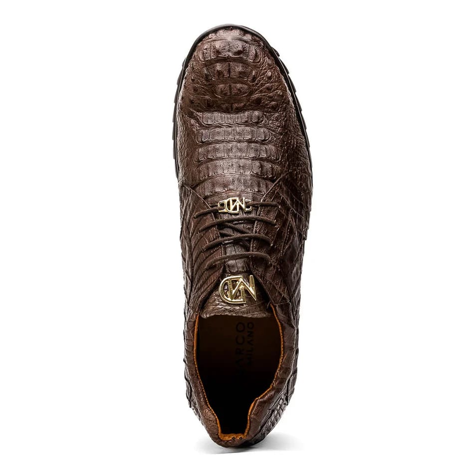 Kratos Brown Caiman Crocodile Sport Sneakers