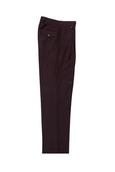 Burgundy Wool Wide Leg Dress Pants by Tiglio Luxe