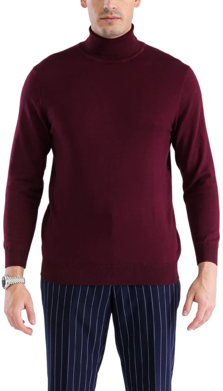 Men's Burgundy Pullover Turtleneck Sweater