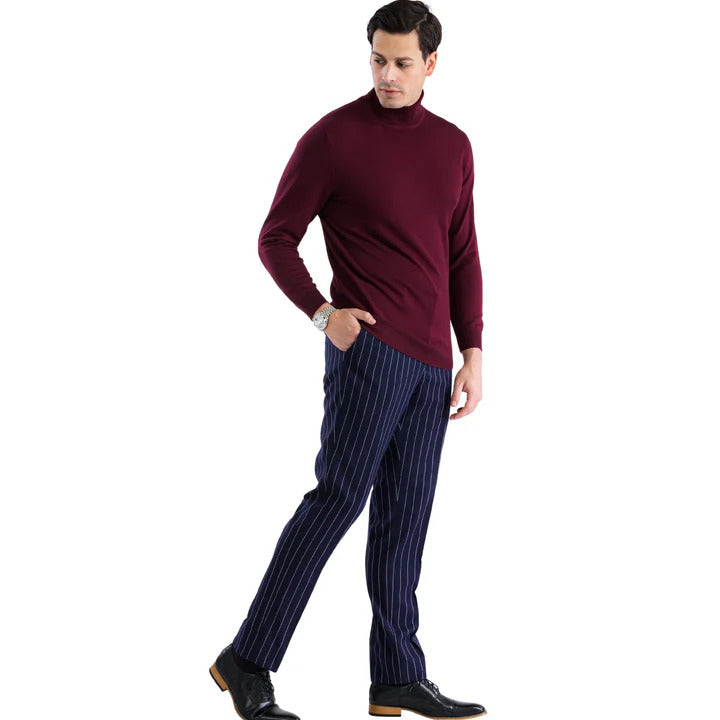 Men's Burgundy Pullover Turtleneck Sweater