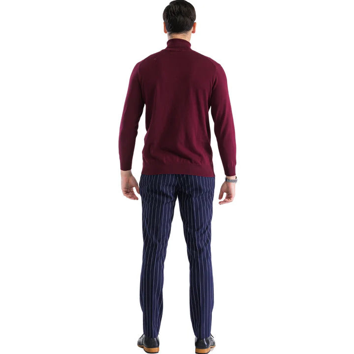 Men's Burgundy Pullover Turtleneck Sweater