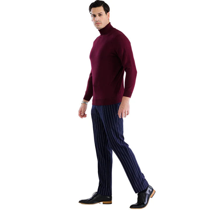 Men's Burgundy Pullover Turtleneck Sweater