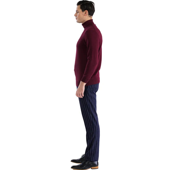 Men's Burgundy Pullover Turtleneck Sweater