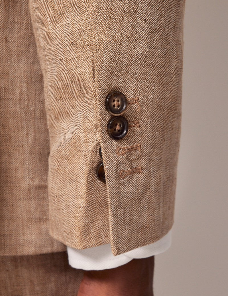 Men's Beige Linen Beach Wedding Suit